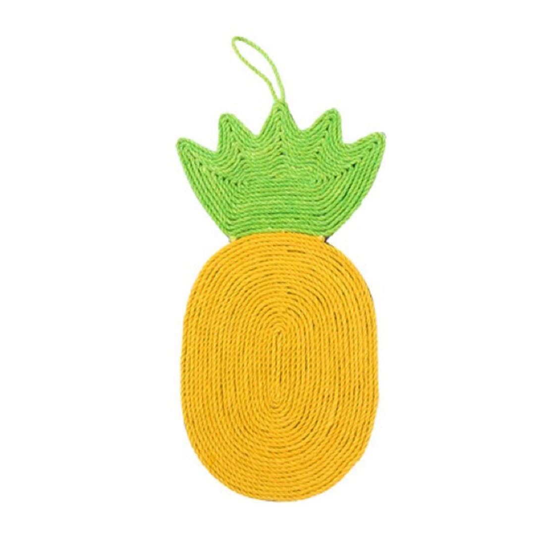 Pineapple shaped cat sisal scratching pad yellow colour petvibez