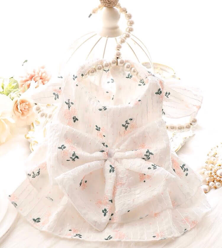 Pink Flower Printed Pet Dress Cat Dog Clothes petvibez